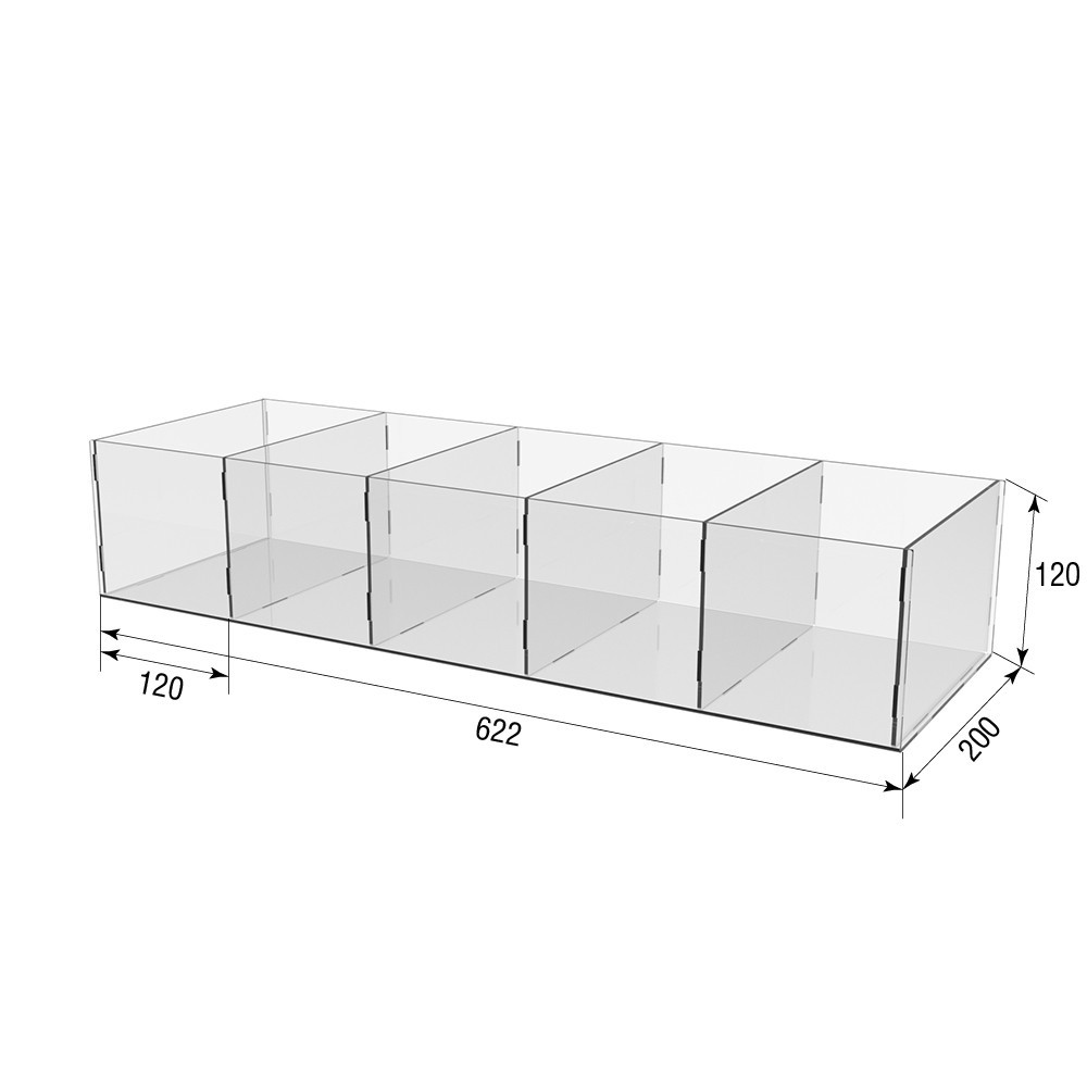 Коробка акриловая EKOSTAR 5 ячеек 622х200х120 Киев - изображение 3