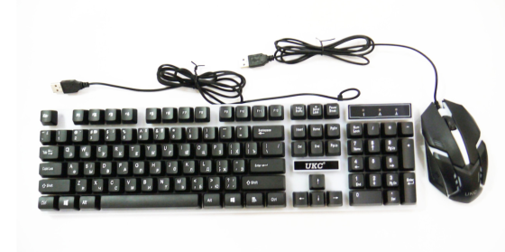 Ігрова клавіатура і мишка UKC ART-5559 з LED підсвіткою, USB, RU/EN, метал/пластик, Scroll Lock Київ