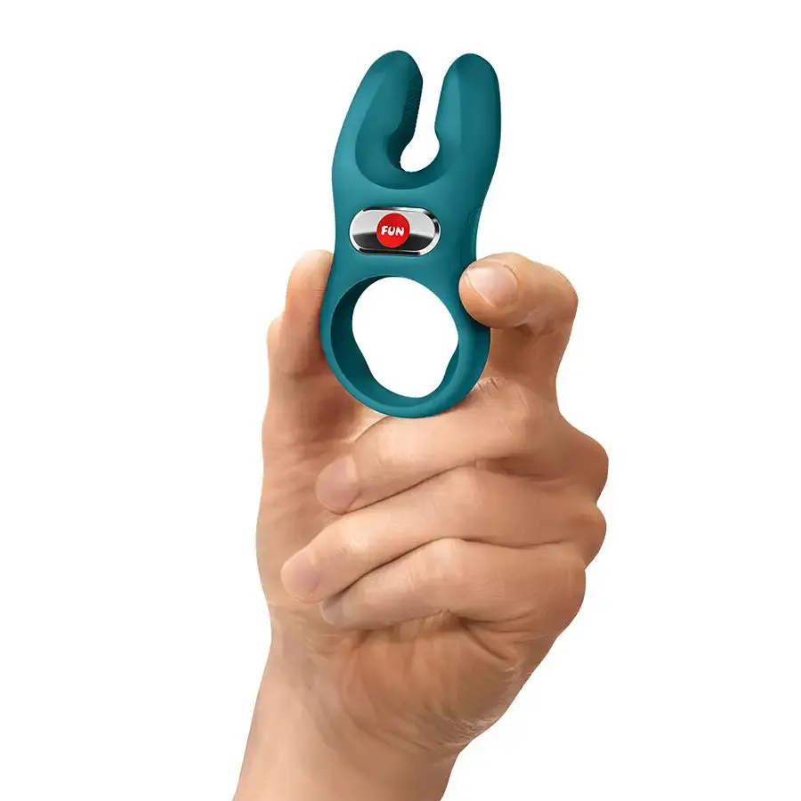Эрекционное виброкольцо с двойной стимуляцией клитора Fun Factory NŌS PRO Bottle Green, 2 мотора Львов - изображение 6
