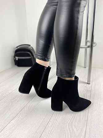 Модні черевики жіночі демісезонні весна-осінь чорні з натуральної замші на підборах р. 36, 37 2 Коломыя