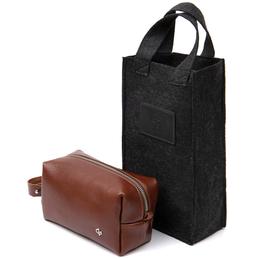 Чоловічий несесер з натуральної шкіри Коричневий (GRANDE PELLE) Київ - фото 2