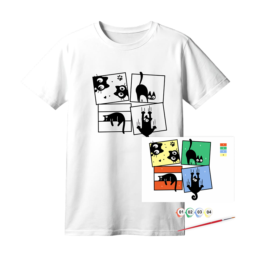 Набор футболка-раскраска Black Cats хлопок 100% размер XS ROSA Talent Киев - изображение 1