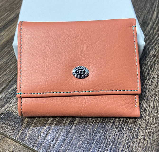 Миниатюрный женский кошелек из натуральной кожи оранжевого цвета ST Leather 440 Киев - изображение 2
