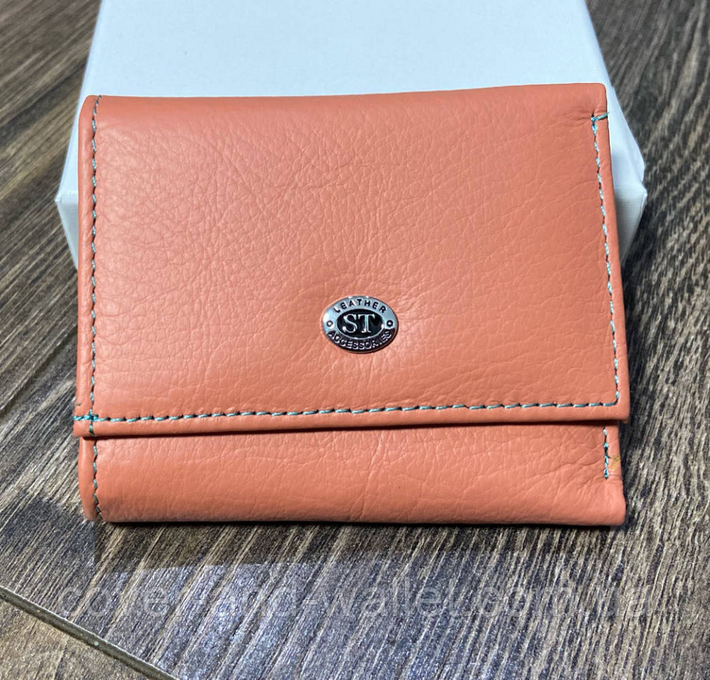 Мініатюрний жіночий гаманець з натуральної шкіри помаранчевого кольору ST Leather 440 Київ - фото 2