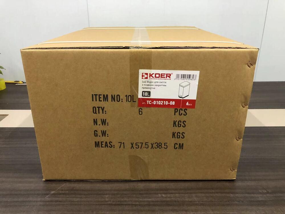 Відро для сміття з плавним закриванням прямокутне Koer TC-010210-08 10 л колір білий нерж. сталь (KR5598) Чернівці - фото 4