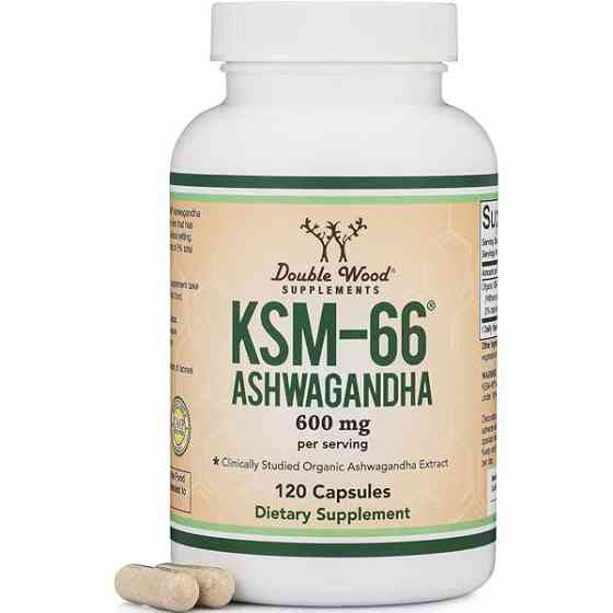 Ашваганда Double Wood Supplements Ashwagandha KSM-66 600 mg (на 2 капсулы), 120 capsules. Луцьк