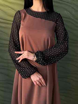 Вечірня сукня з прозорими рукавами Sofira 46-48, Шоколадний Київ