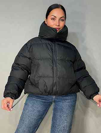 Куртка женская Haiziyuan 2603 оверсайз пуффер с воротником-стойкой черная, черный, M Киев