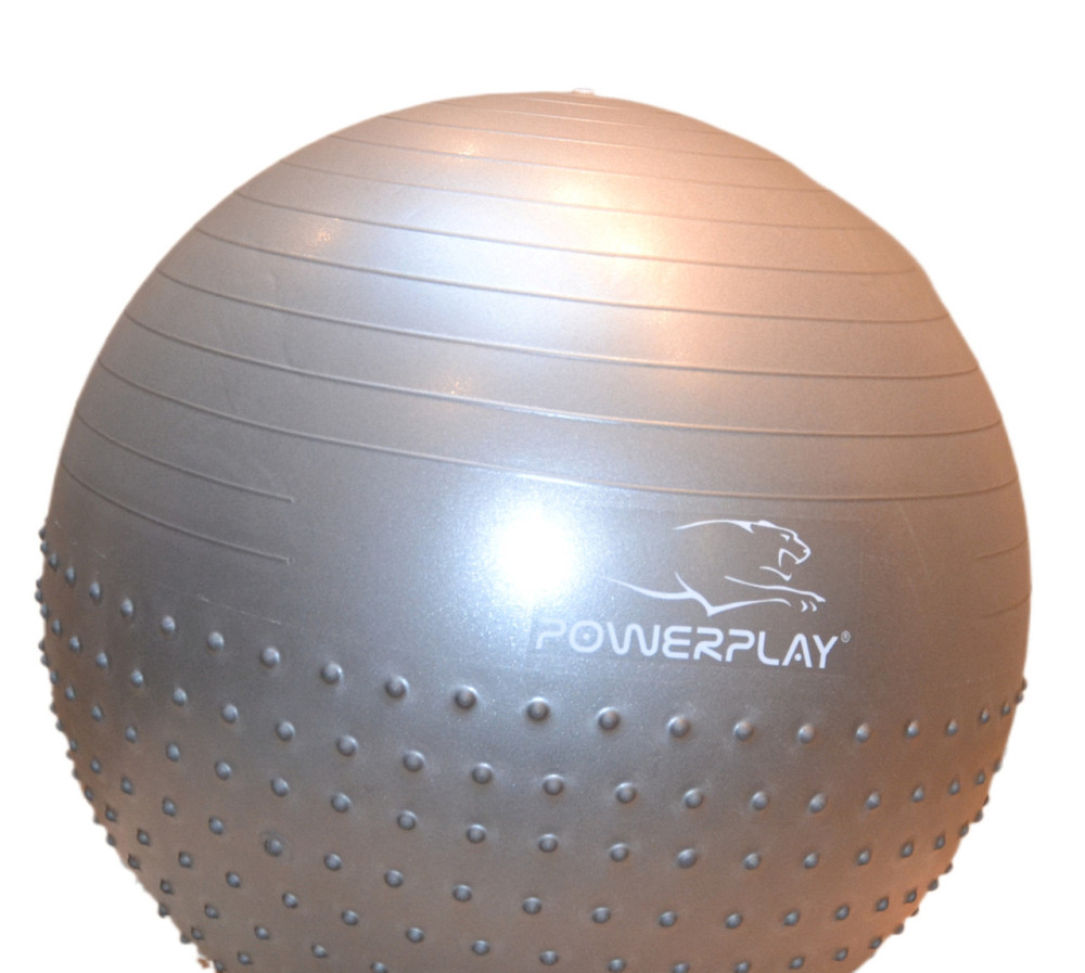 М'яч для фітнесу (фітбол) напівмасажний PowerPlay 4003 Ø65 cm Gymball  Сірий + помпа Луцьк - фото 6