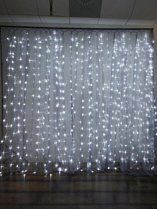 Гірлянда штора Водоспад 240-WW led 2м х 2м (силіконовий провід з подовженням) Холодний білий Київ - фото 6