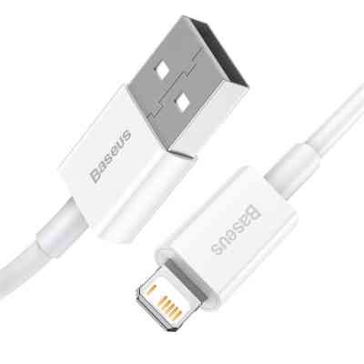 Дата кабель USB 2.0 AM to Lightning 1.0m 2.4A white Baseus (CALYS-A02) Вінниця