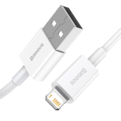 Дата кабель USB 2.0 AM to Lightning 1.0m 2.4A white Baseus (CALYS-A02) Вінниця - фото 2