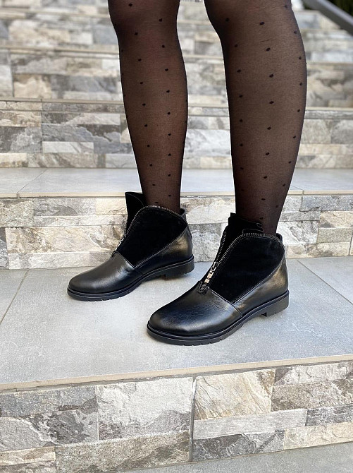 Черевики жіночі ARLETT 3 чорні натуральна кожа осінь-весна висота 9см (2198) Коломыя - изображение 2