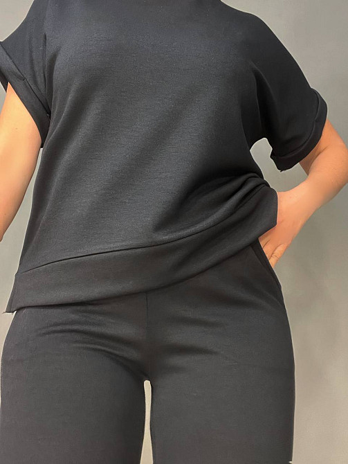 Костюм женский Prenses 3659 трикотажный футболка с брюками палаццо черный, черный, 2XL Киев - изображение 14