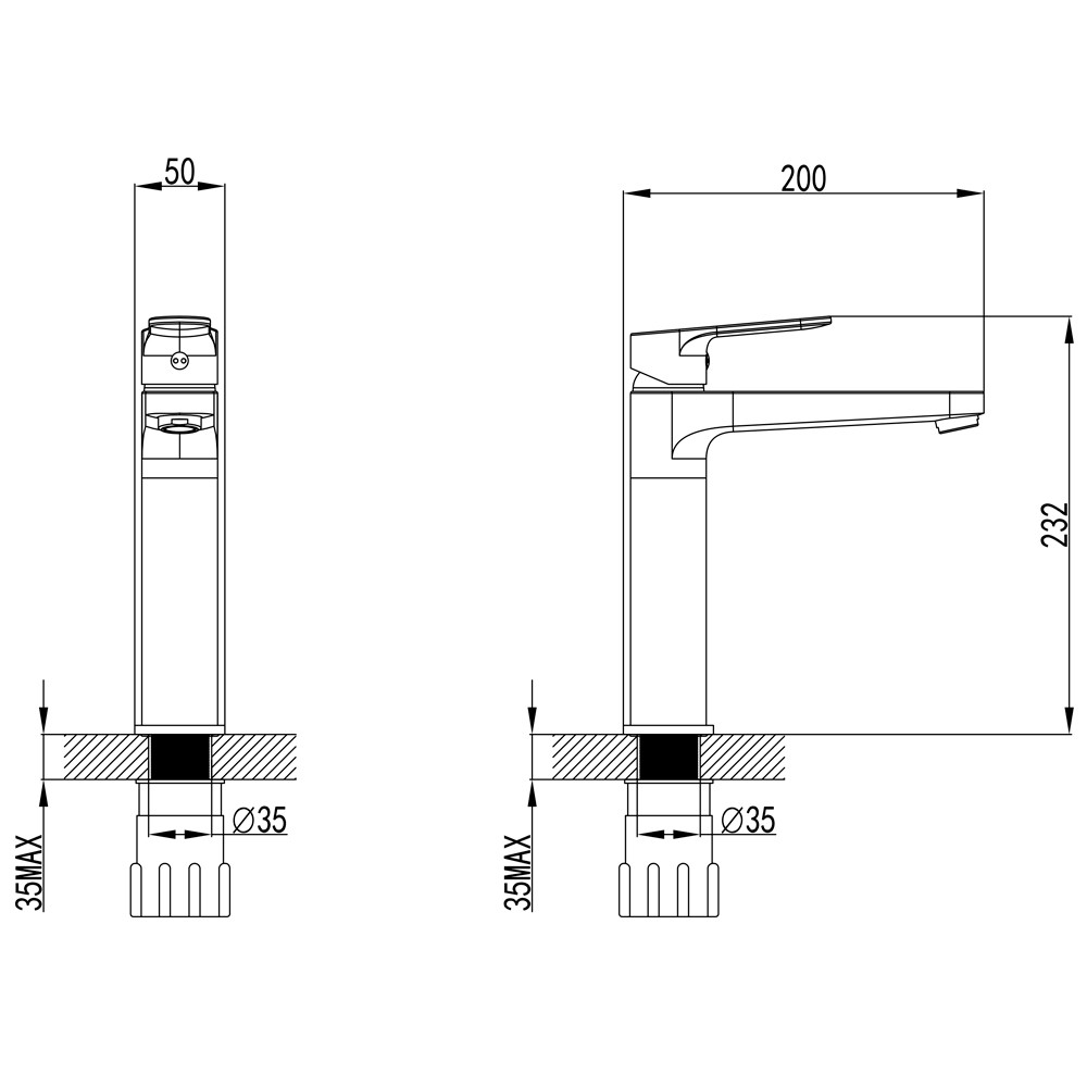 Corso Смеситель MARMORE Ø35 для раковины литой высокий на гайке CORSO DB-1A638C (9623010) Коломыя - изображение 4