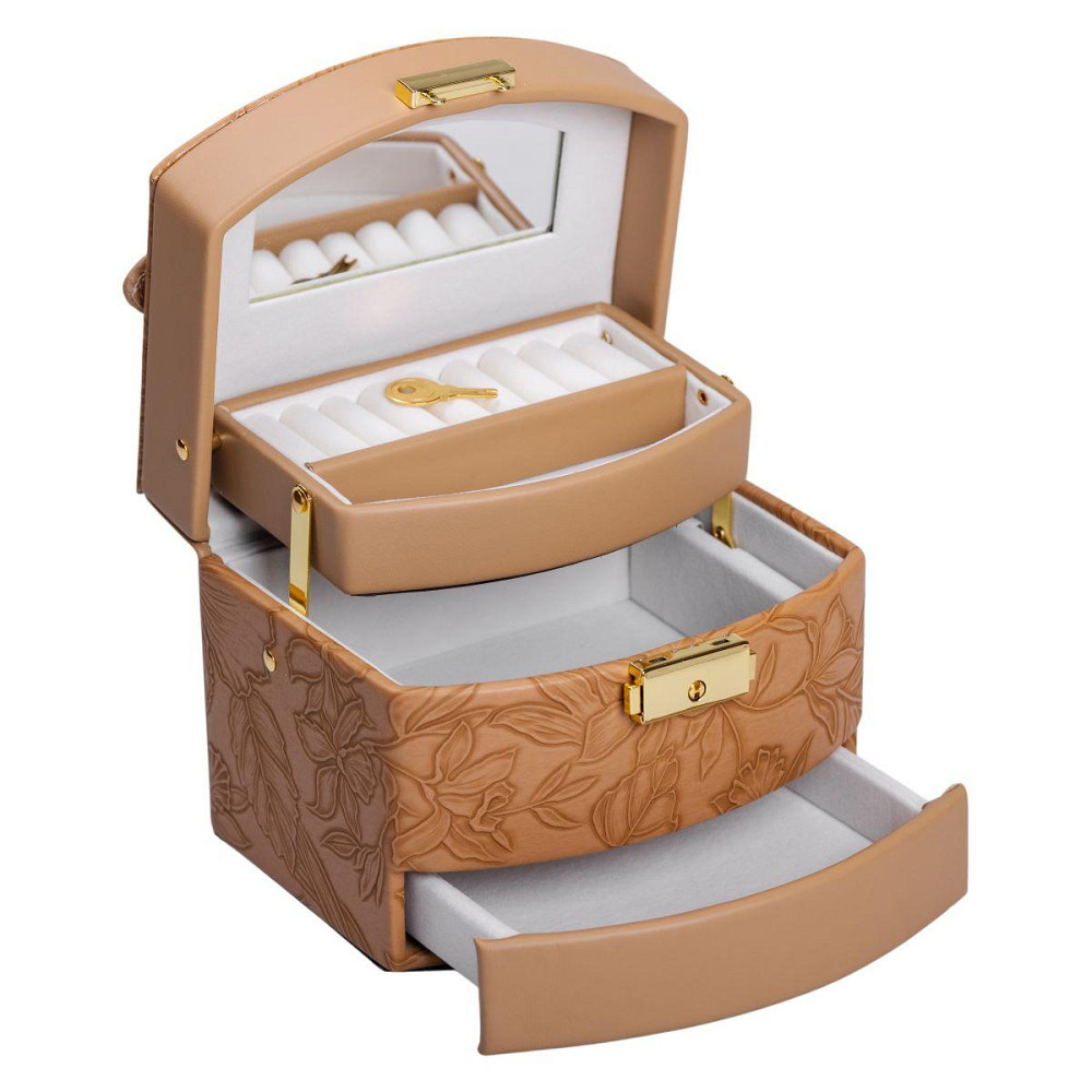 Шкатулка для прикрас з еко-шкіри, 3 яруси, з замком Київ - фото 1