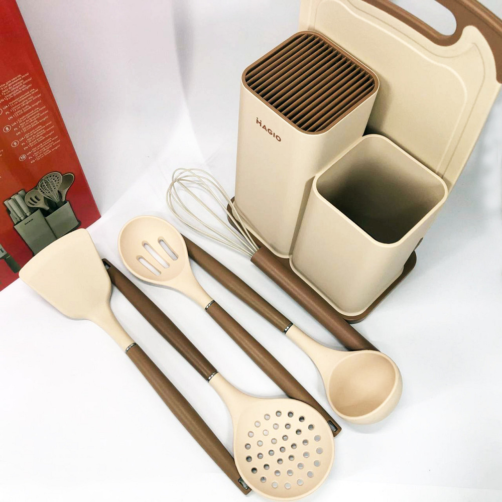 Стильний кухонний набір із силікону Magio, Набір кухонних предметів на підставці кухарського PW-69 Львів - фото 8