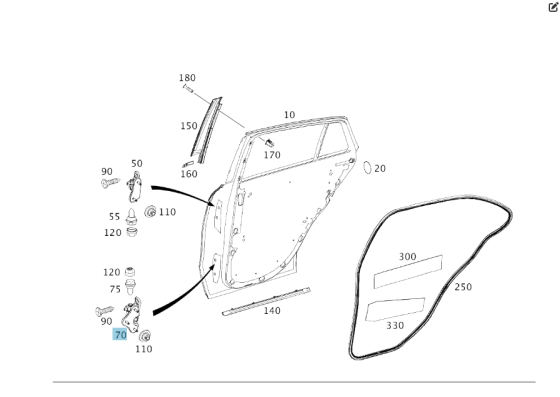 Mercedes-Benz  A2927300337 Нижня петля задніх лівих дверей GLE Coupe C292 Одеса