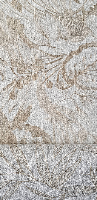 Шпалери вінілові на флізеліні метрові Rasch Novella 1,06х10 квіти листя гілки акварель матові коричневі бежеві Київ - фото 4