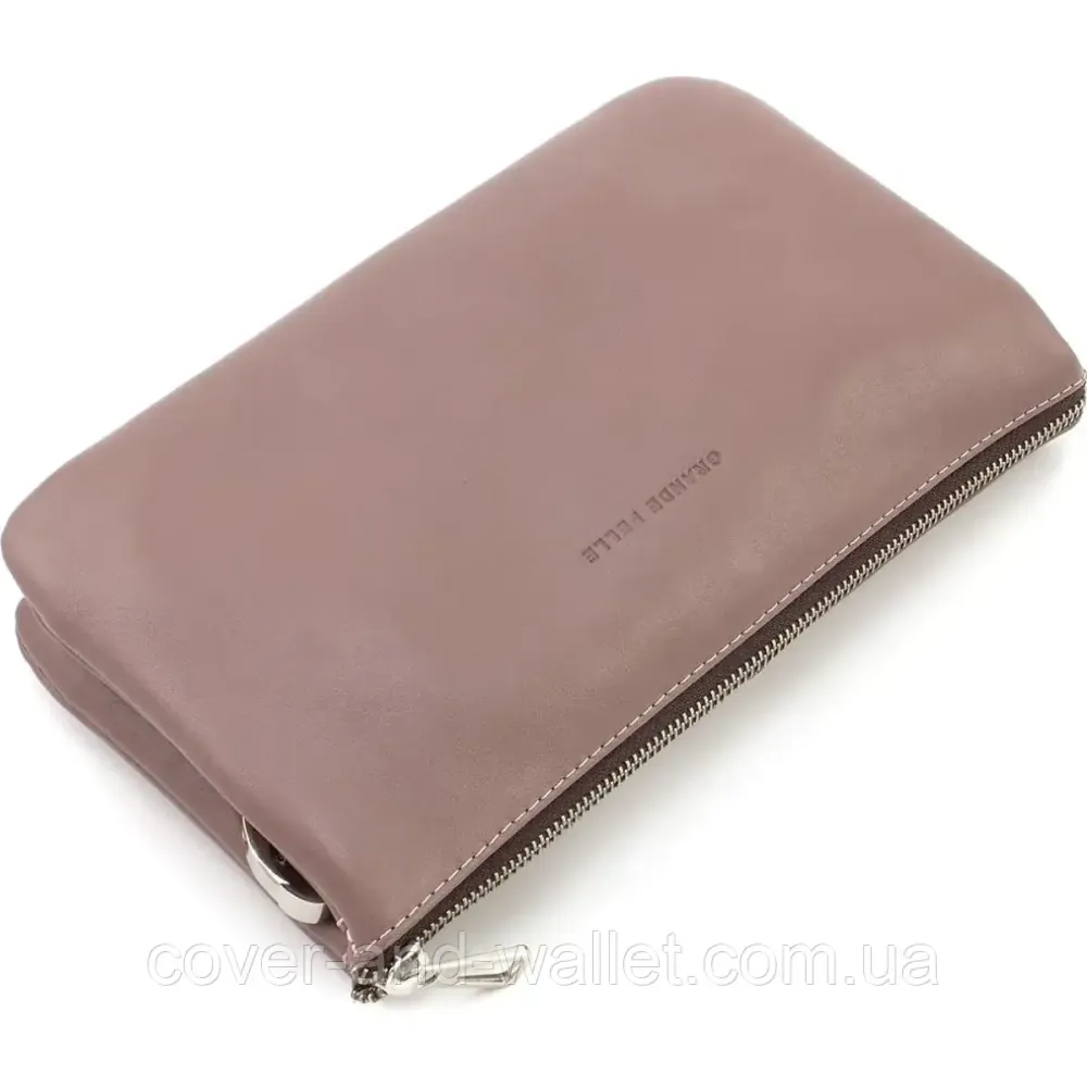 Красивий пудровий жіночий клатч із натуральної гладкої шкіри Grande Pelle 70566501 Київ - фото 2