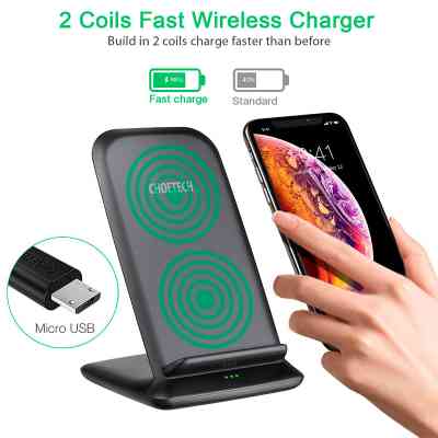 Зарядний пристрій Choetech 15W Fast Wireless Charging Stand 2coils black (T555-F-BK) Вінниця