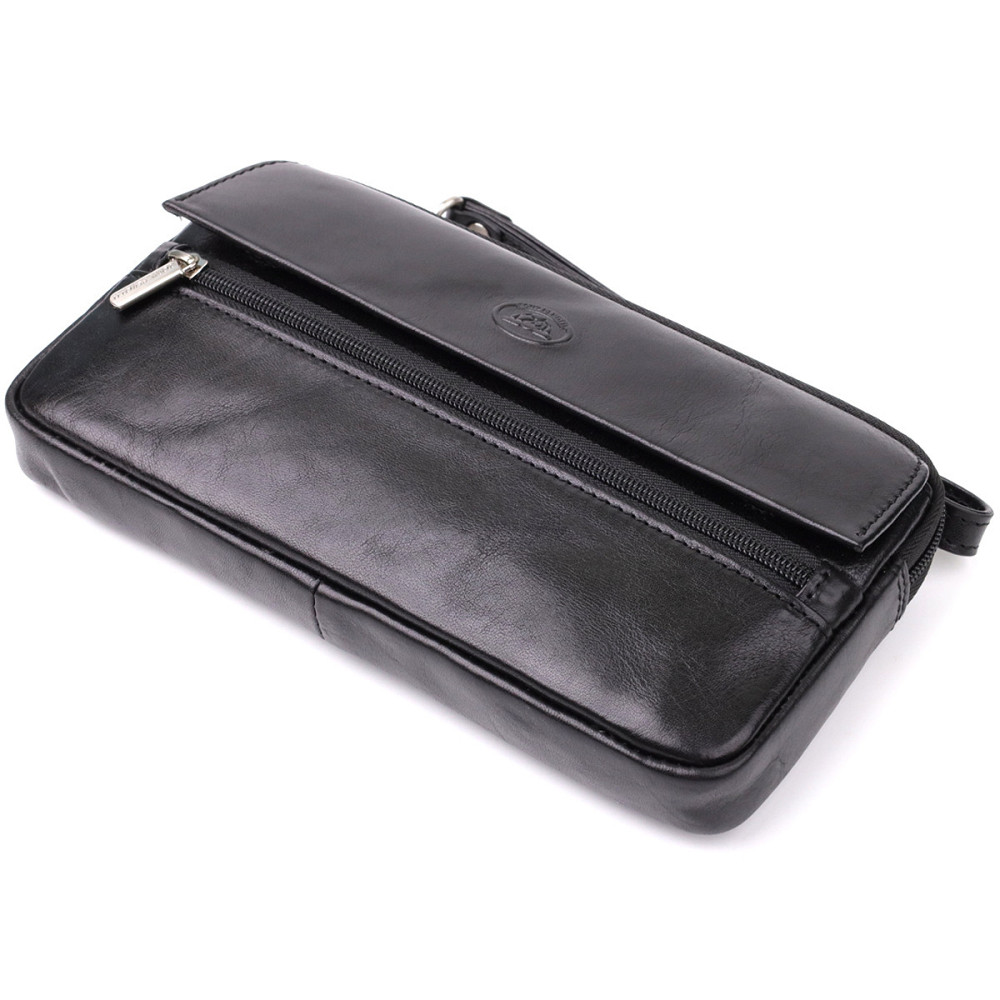 Місткий чоловічий клатч з гладкої натуральної шкіри Tony Perotti 20858_1 (9405 nero) Чорний Київ - фото 6