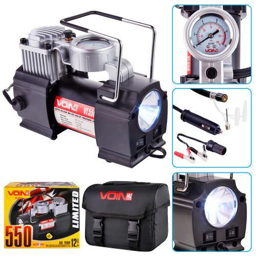 Автомобільний компресор VOIN VL-550 150psi 15A 40л з прикурювачем, дефлятором та перехідником на клеми Харків - фото 2