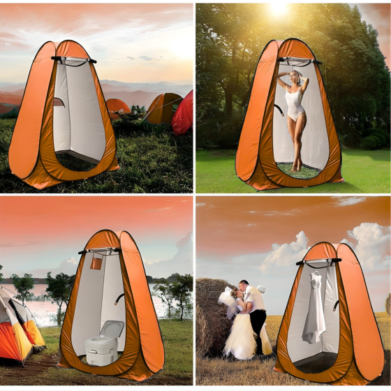Намет для душу туристичний 120х120х190 см автоматичний, кабінка кемпінгова для переодягання, душу, туалету помаранчевий Кам'янець-Подільський