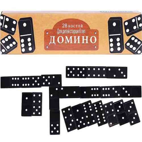 Настольная игра Домино, 28 костей, черные, пластик Вінниця