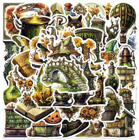 Набор винтажных стикеров 50 шт – магические наклейки в ведьминском стиле Киев