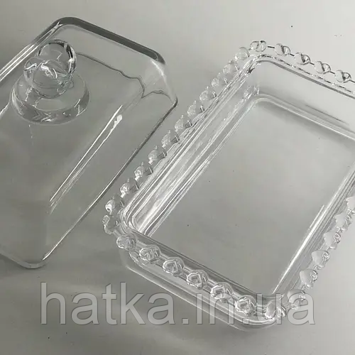 Маслянка скляна "Прозоре серце" 17 см h 10 см товсте скло Київ