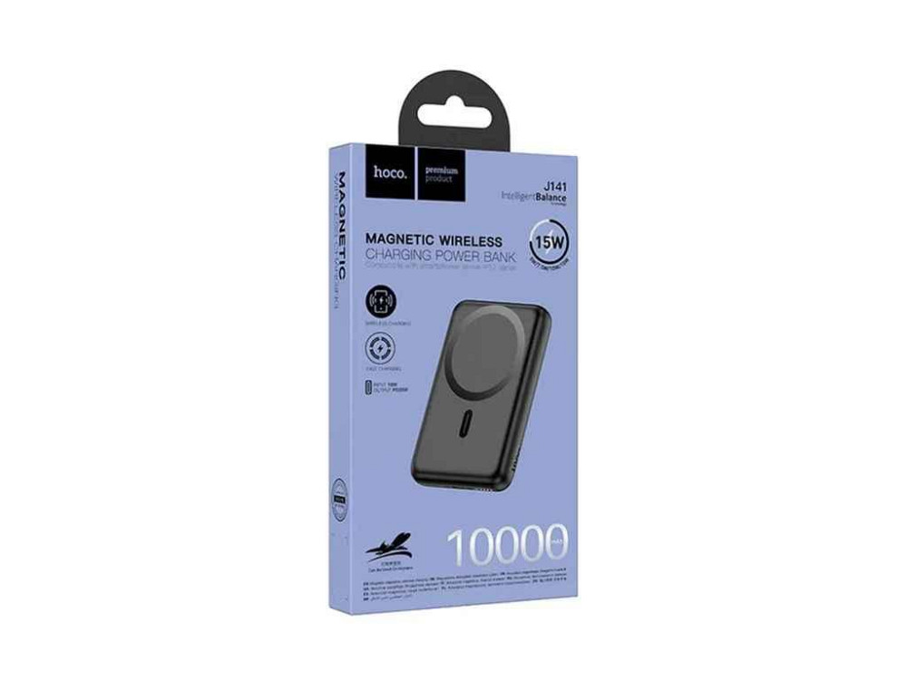 Power Bank 10000mAh J141 MagSafe 2A/PD20W (input Type-C 18W) чорний ТМ Hoco Київ - фото 1