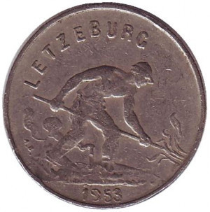 Монета 1 франк. 1953 год, Люксембург Полтава - изображение 1