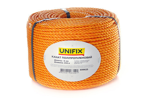 Поліпропіленовий канат UNIFIX 6 мм, довжина 200 м Харків - фото 1