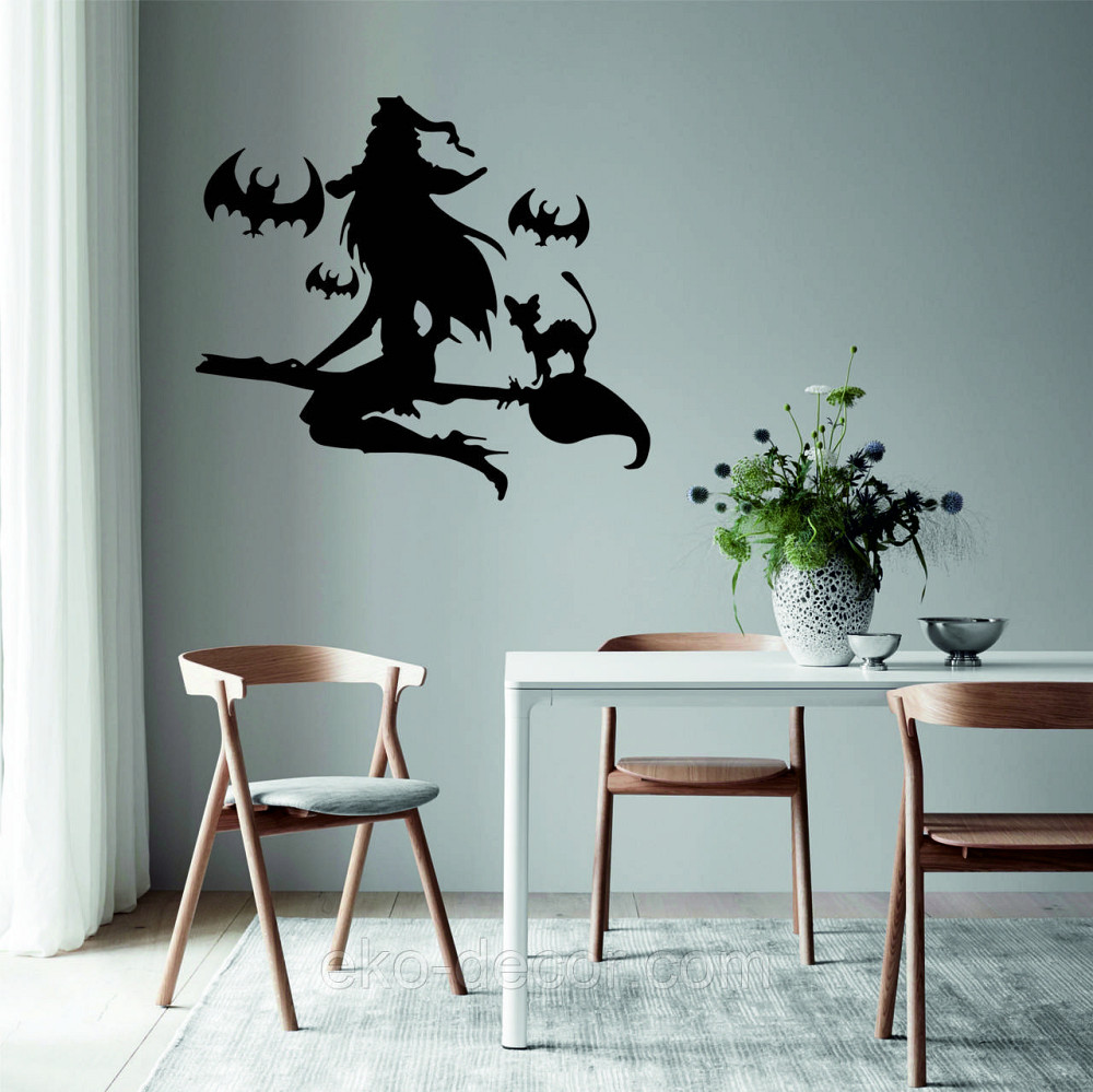 Декоративне настінне Панно «Відьма на мітлі», Декор на стіну 110*97 см, Чорний Київ - фото 7