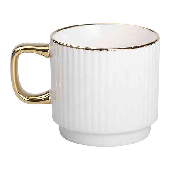 Чашка порцелянова із золотим обідком і золотою ручкою 300 (мл) Біла RX-N231129W Коломия
