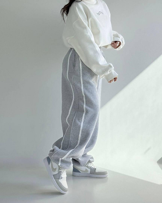 Стильні жіночі штани тринитка на флісі. Меланж Одеса - фото 2