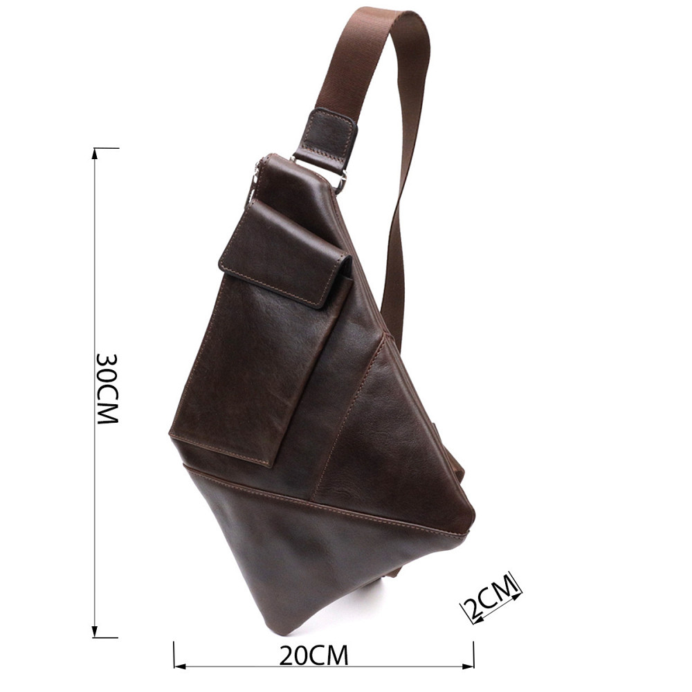 Стильна чоловіча сумка на плечі із натуральної шкіри Коричнева (GRANDE PELLE) Київ - фото 7