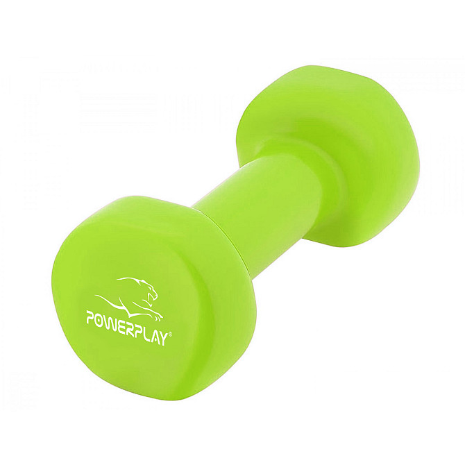 Гантелі вінілові PowerPlay 4125 Achilles 2*3 кг. Зелені (пара - 2шт.) + Резинка для фітнесу 7,5кг Каменское - изображение 4
