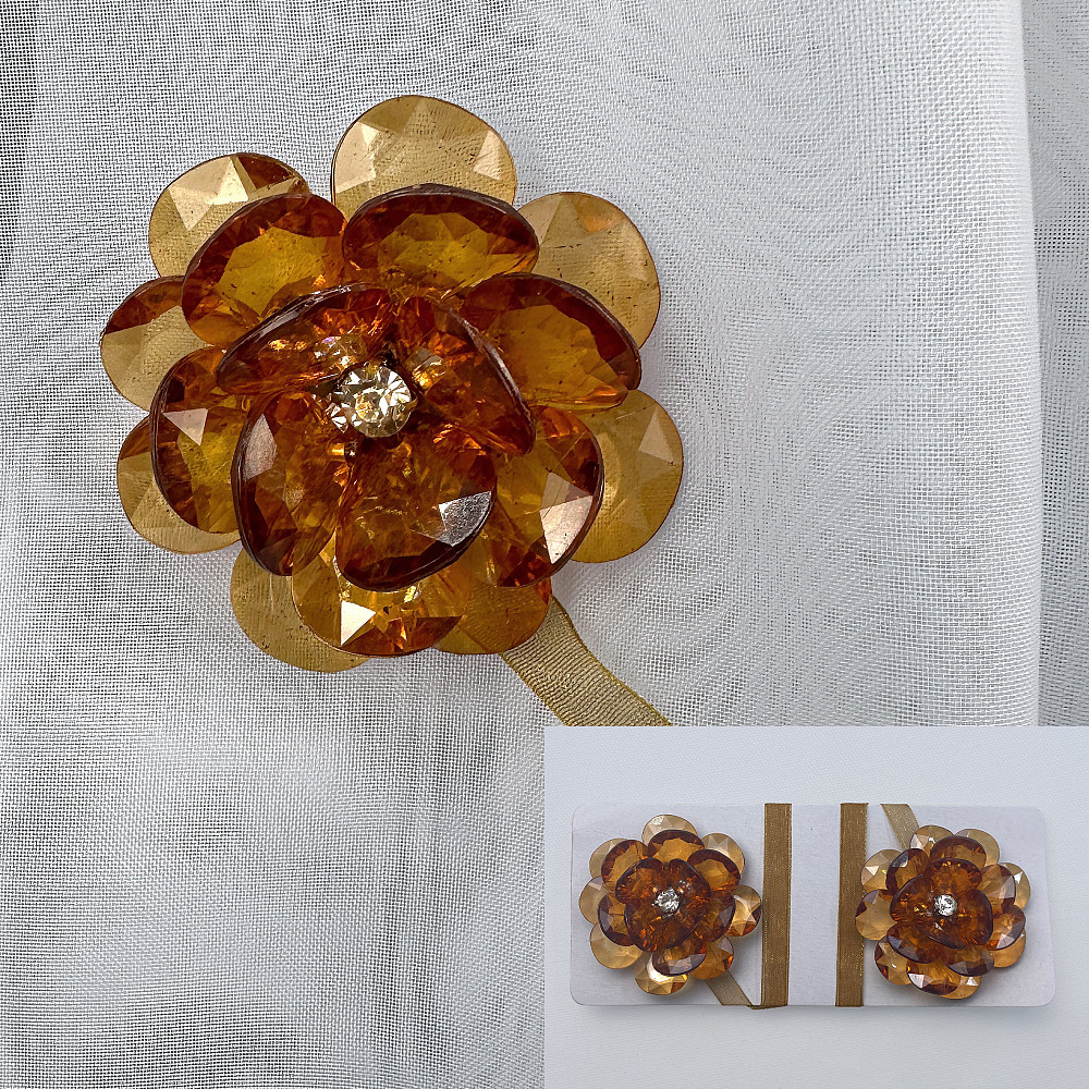 Магніти для штор і гардин Квітка набір 2 шт Бурштиновий (81-306) Київ - фото 1
