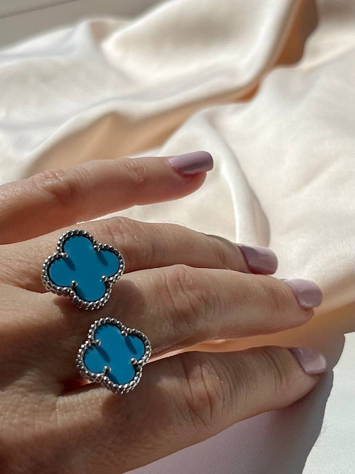 Кольцо Van Cleef посеребрение / кольцо летнее голубое Одесса - изображение 1
