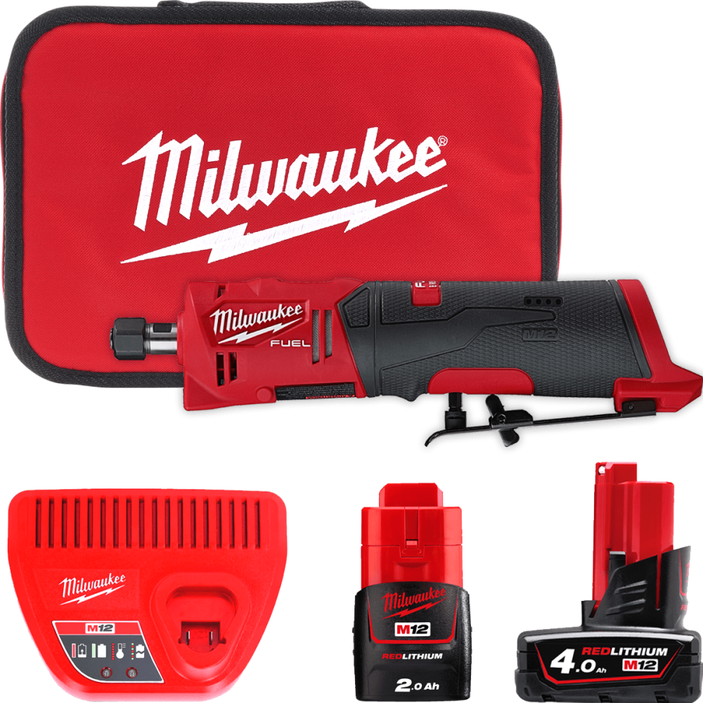 Аккумуляторная цанговая прямошлифмашина M12FDGS-422B FUEL MILWAUKEE (акум 2Аг, аккум. 4Аг, зарядное устройство, лаванда 6 мм, цанга 8 м Одесса - изображение 1