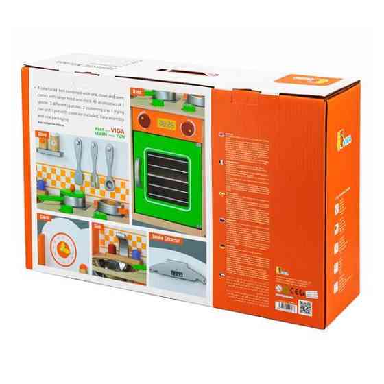Дитяча кухня Viga Toys з дерева з посудом (50957FSC) Харків