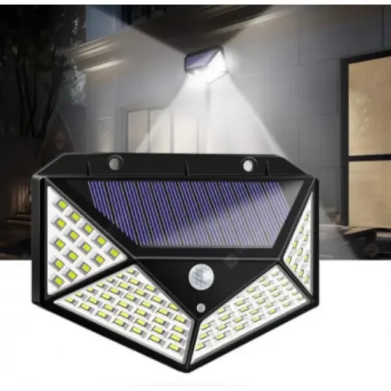 Уличный настенный светильник Lesko SH-100 на солнечной батарее с датчиком движения 100 LED диодов Коломия