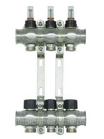 Колектор нержавійка на 3 пари виходів "Raftec" RC-03 для Теплої Підлоги з розходомірами Чернівці