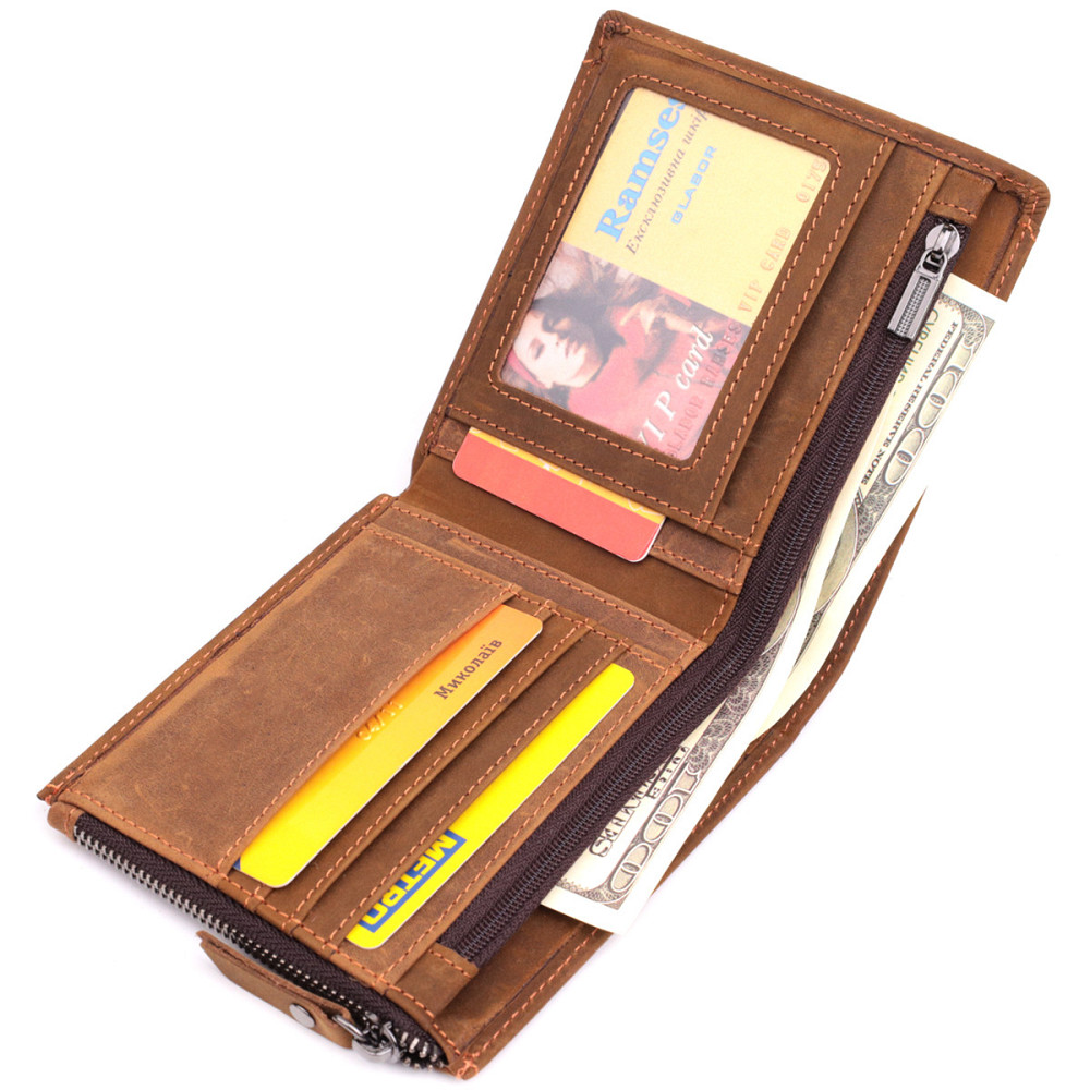 Практичный кошелек для мужчин из натуральной кожи 22856 Vintage Коричневый Киев - изображение 7