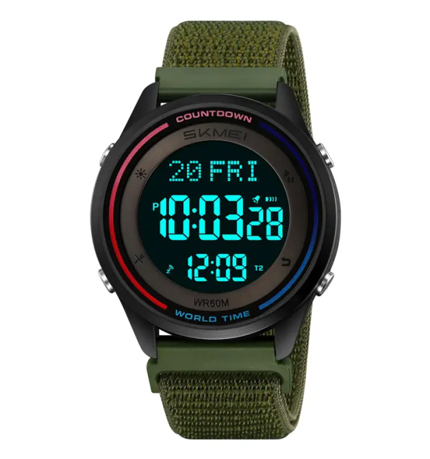 Годинник чоловічий наручний спортивний Skmei 2412 з нейлоновим ремінцем на липучці (Зелений) Вінниця - фото 3