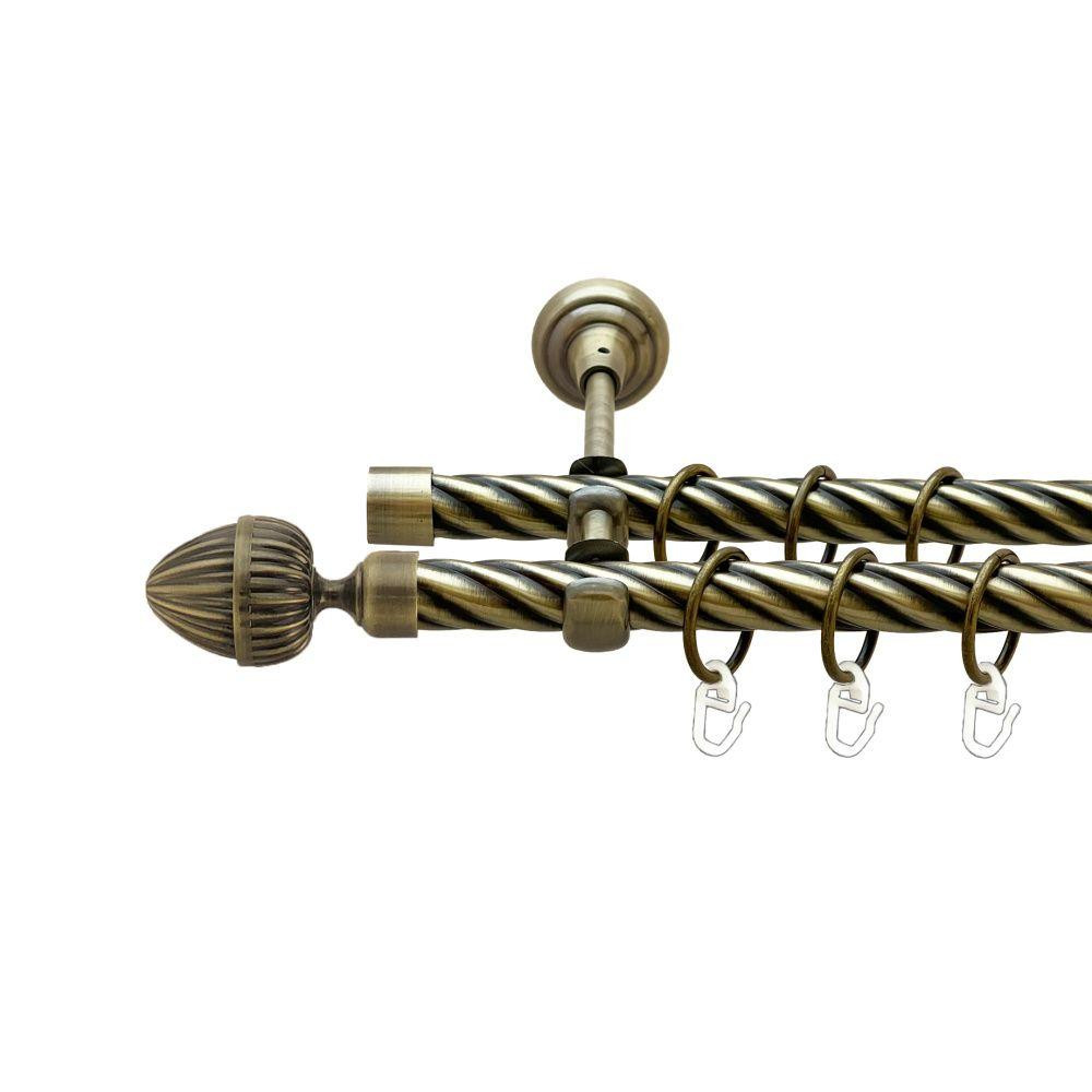 Карниз Orvit Одеон металевий дворядний відкритий скручена труба кільце металеве Антик 19\19 мм 200 см (00-00022234) Львів - фото 1