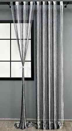 Шторы-нити с люрексом Графитовый с черным и белым 300х300см 1 шт (61-102) Киев