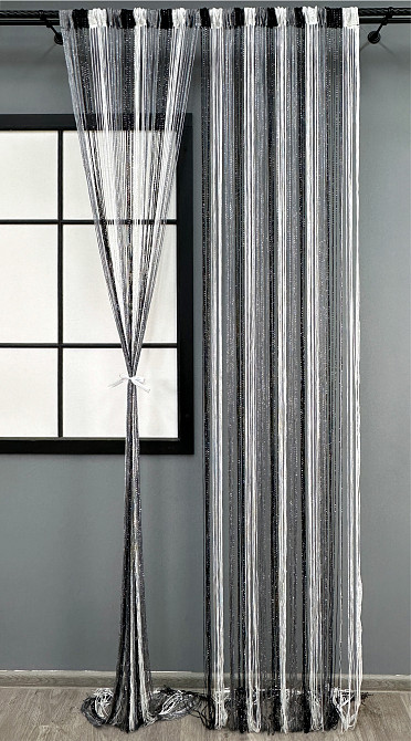 Шторы-нити с люрексом Графитовый с черным и белым 300х300см 1 шт (61-102) Киев - изображение 3